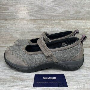 LL Bean Womens Water Resistant Gray Suede Wool Comfort Mocs Mary Jane Shoes Sz 9